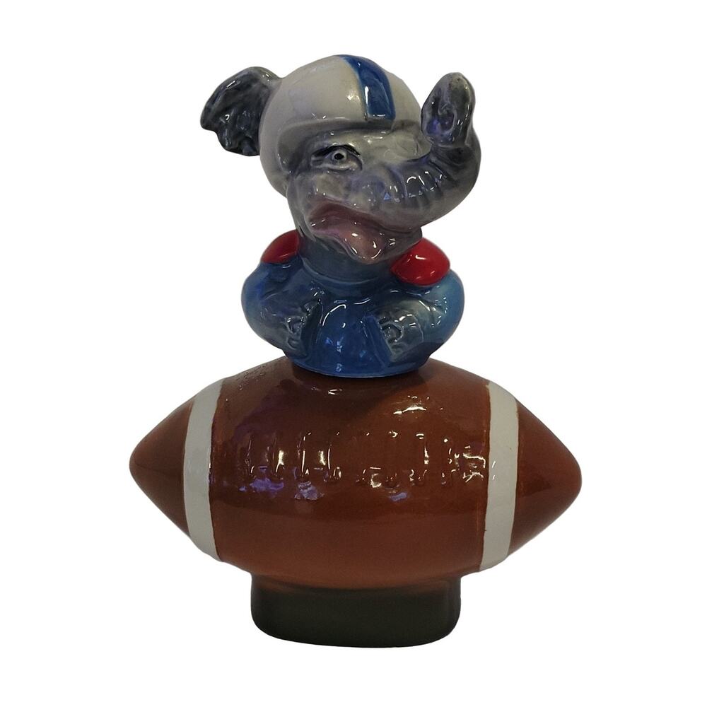 Jim Beam Elephant Football Decanter 1972 Original Ceramic 9" Multi-color USA
